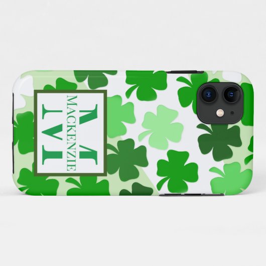 Shamrock Irish Monogram Initiaal St. Patrick's Day Case-Mate iPhone Case (Achterkant (horizontaal))