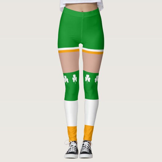 Shamrock Irish St Patricks Day Novelty Fun Leggings (Voorkant)