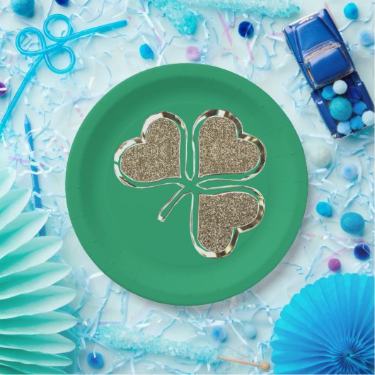 Shamrock Irish Symbol Clover Ireland Gold Elegant Papieren Bordje (Feest)