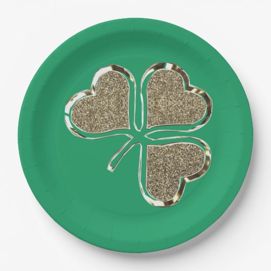 Shamrock Irish Symbol Clover Ireland Gold Elegant Papieren Bordje (Voorkant)