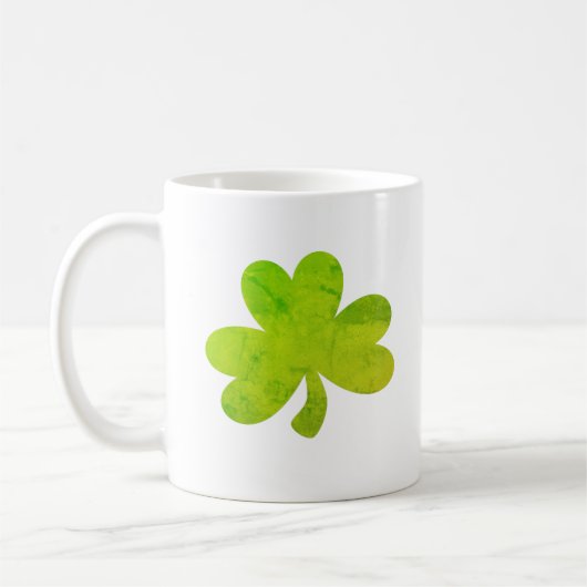 Shamrock Irish Waterverf Texture Painting Koffiemok (Links)