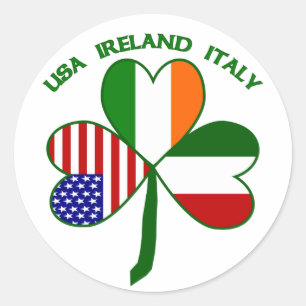 Shamrock Italië USA Irish Ronde Sticker