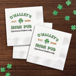 Shamrock Jouw naam Slogan Jaar Est. Ierse pub Servet