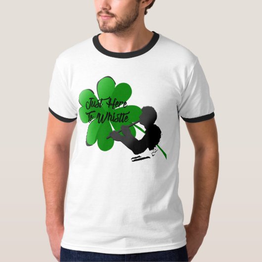 Shamrock 'Just here to klokle' Ringer T-Shirt (Voorkant)