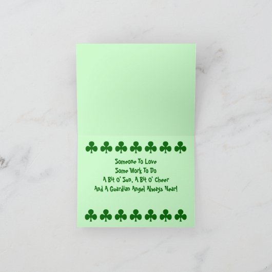 Shamrock Kaart Irish Blessing St. Patrick's Day (Binnen)