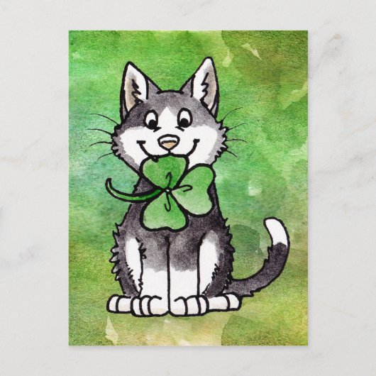 Shamrock Kat Briefkaart (Voorkant)