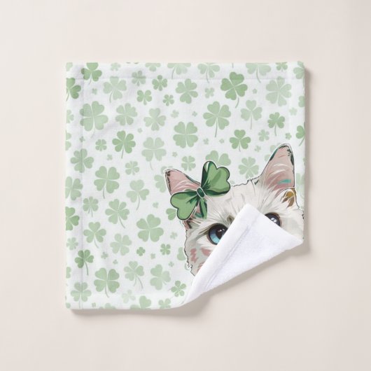 Shamrock kat met blauwe ogen bad handdoek (Wasdoekje)