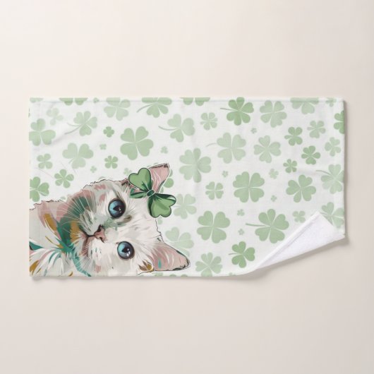 Shamrock kat met blauwe ogen bad handdoek (Handdoek)