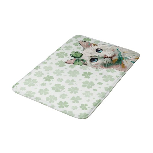 Shamrock kat met blauwe ogen badmat (Gekanteld)