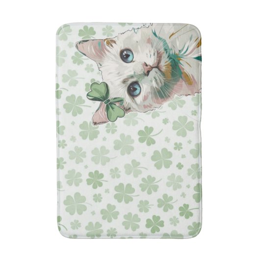 Shamrock kat met blauwe ogen badmat (Voorkant Verticaal)