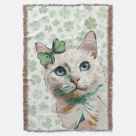 Shamrock kat met blauwe ogen deken