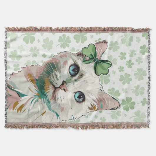Shamrock kat met blauwe ogen deken (Voorkant)