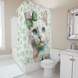 Shamrock kat met blauwe ogen douchegordijn