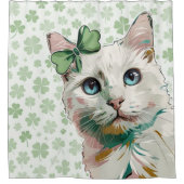Shamrock kat met blauwe ogen douchegordijn (Voorkant)