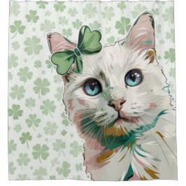 Shamrock kat met blauwe ogen douchegordijn