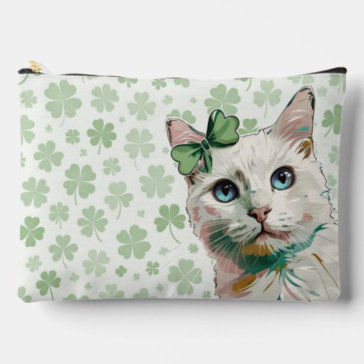 Shamrock kat met blauwe ogen etui (Voorkant)