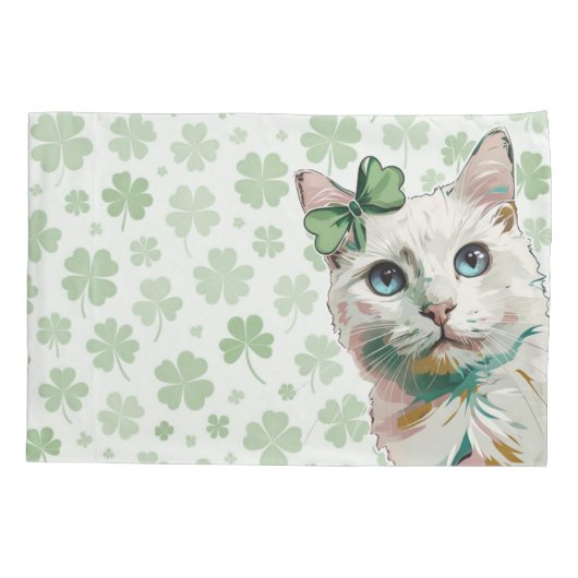 Shamrock kat met blauwe ogen kussensloop (Achterkant)