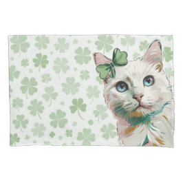 Shamrock kat met blauwe ogen kussensloop