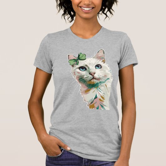 Shamrock kat met blauwe ogen t-shirt (Voorkant)