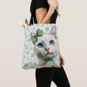 Shamrock kat met blauwe ogen tote bag (Dichtbij)