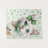 Shamrock kat met blauwe ogen wandkleed (Voorkant (horizontaal))