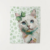 Shamrock kat met blauwe ogen wandkleed (Voorkant)