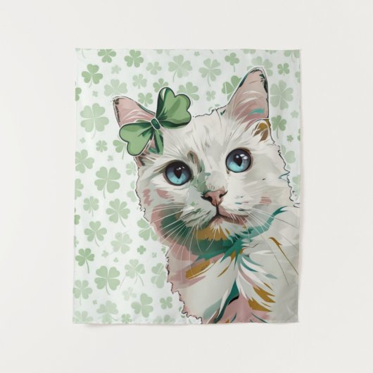 Shamrock kat met blauwe ogen wandkleed (Voorkant)