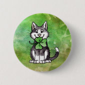 Shamrock Kat Ronde Button 5,7 Cm (Voorkant)