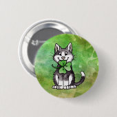 Shamrock Kat Ronde Button 5,7 Cm (Voorkant /achterkant)