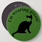 Shamrock Kat Ronde Button 6,0 Cm (Voorkant /achterkant)