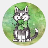 Shamrock Kat Ronde Sticker (Voorkant)