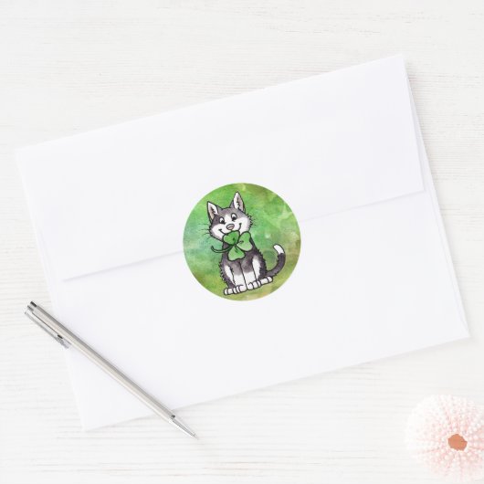 Shamrock Kat Ronde Sticker (Envelop)