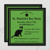 Shamrock Kat St. Patrick's Day Uitnodiging (Voorkant / Achterkant)