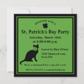Shamrock Kat St. Patrick's Day Uitnodiging (Voorkant)