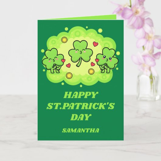 Shamrock Kisses St. Patrick’s Day Card Kaart (Orchidee)