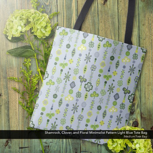 Shamrock Klaver Minimale Modern Patroon Blauw Tote Bag
