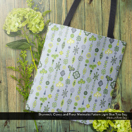 Shamrock Klaver Minimale Modern Patroon Blauw Tote Bag