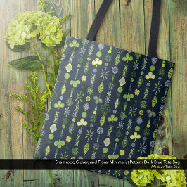 Shamrock Klaver Minimale Modern Patroon Donkerblau Tote Bag