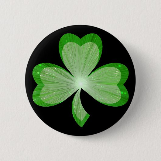 Shamrock-knoopbadge zwart ronde button 5,7 cm (Voorkant)