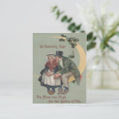 Shamrock-koppel op Moon St Patrick's Day Briefkaart (Staand voorkant)