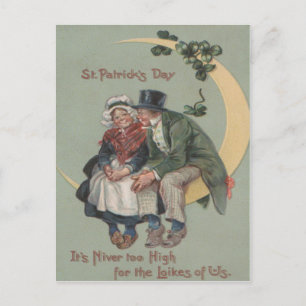 Shamrock-koppel op Moon St Patrick's Day Briefkaart