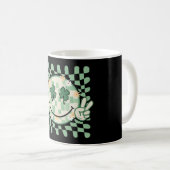 Shamrock Lachend Gezicht Funny St. Patrick's Dag Koffiemok (Voorkant rechts)