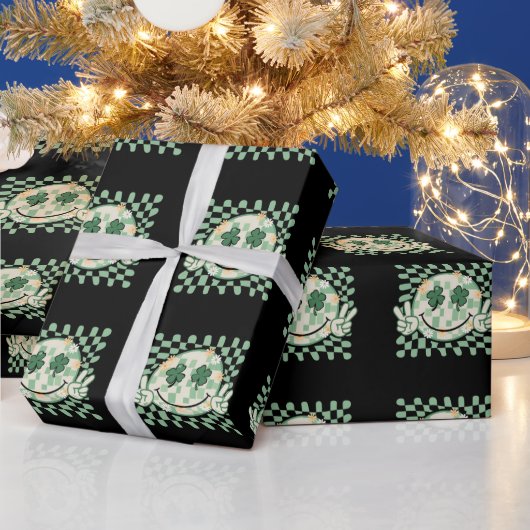 Shamrock Lachend Gezicht Grappige St. Patrick's Da Cadeaupapier (Feestdagen)