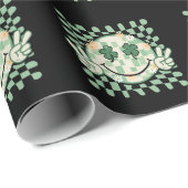 Shamrock Lachend Gezicht Grappige St. Patrick's Da Cadeaupapier (Rol Hoek)