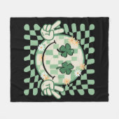 Shamrock Lachend Gezicht Grappige St. Patrick's Da Fleece Deken (Voorkant (Horizontaal))