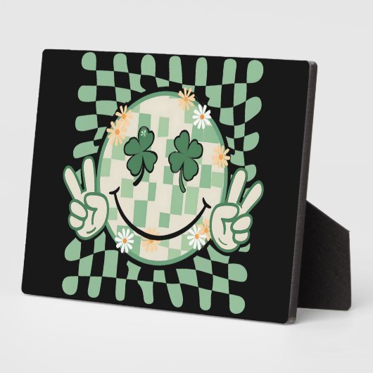 Shamrock Lachend Gezicht Grappige St. Patrick's Da Fotoplaat (Zijkant)