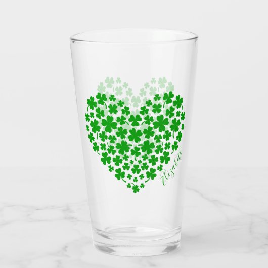 Shamrock Leaf Clover Green Heart St Patrick's Day Glas (Achterkant)