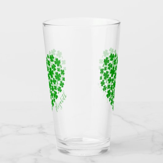 Shamrock Leaf Clover Green Heart St Patrick's Day Glas (Rechts)