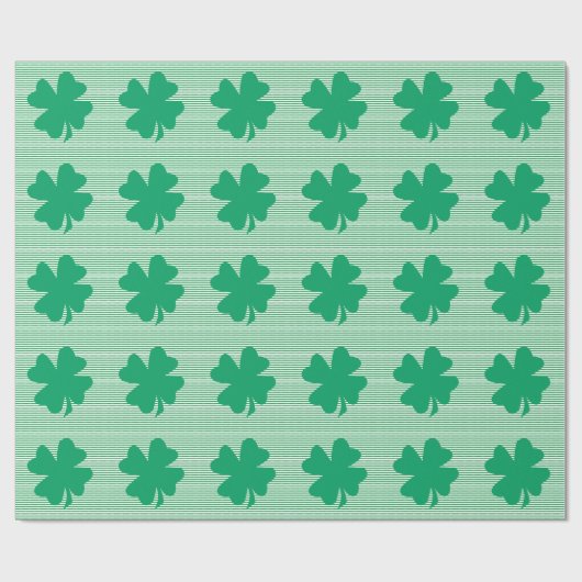 Shamrock Leaf Green Stripes St Patrick's Day 2024 Cadeaupapier (Vlak)
