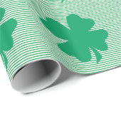 Shamrock Leaf Green Stripes St Patrick's Day 2024 Cadeaupapier (Rol Hoek)